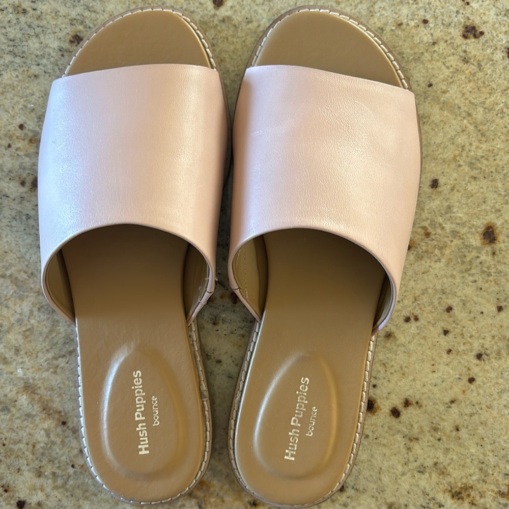 NWT Hush Puppies Women's Leather Lexi Pink Slide Sandals size 7